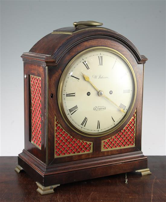 A George III brass mounted mahogany hour repeating bracket clock, 16in.